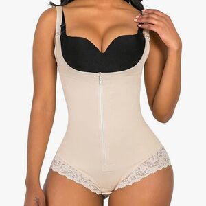 SHAPERX Women’s Faja Shapewear Tummy Control Bodysuit Beige Sz Small NWT
